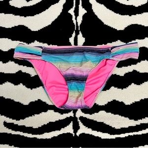 Victoria’s Secret Multicolored Striped Ruched Side Bikini Bottoms Size Medium